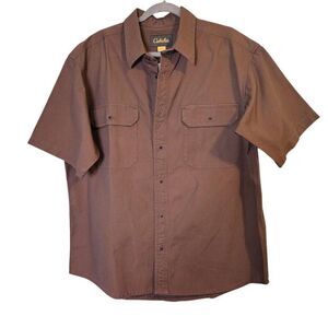 Cabela's mens work shirt, brown short sleeved. Size L. NWT.  # 801